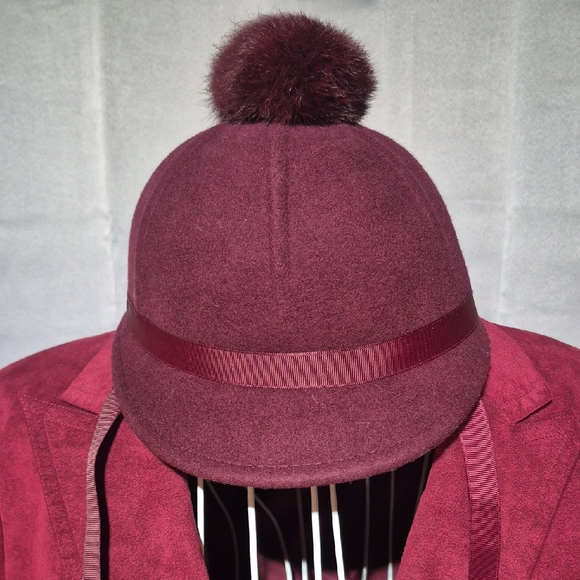 Accessories - Chic Plum Pom-Pom Riding Hat